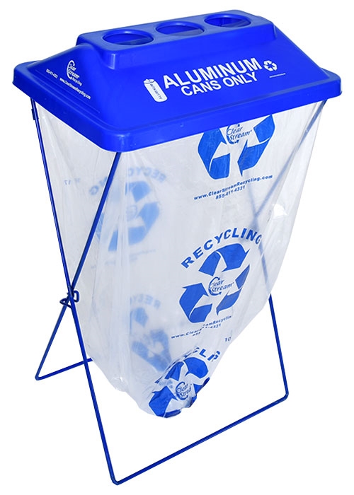 Clear Add On Recycling Bin, Blue, 5, Side Kick