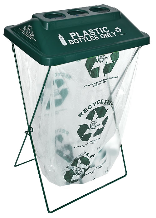 Plastic Bottle 3 hole recycling bin (Green) 5 pack, X 