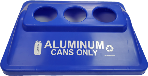 Blue Recycling Bin Lid w/ 3 Holes for Aluminum Cans Only