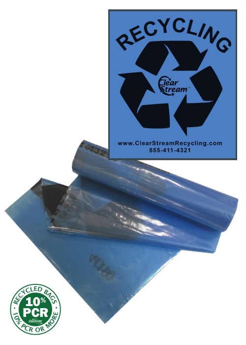 Recycling Bags Dual Size <br>Blue Tint w/ Black "Recycle" - 200