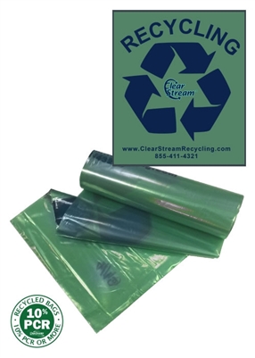 Recycling Bags Dual Size <br>Green Tint w/ Blue "Recycle" - 200