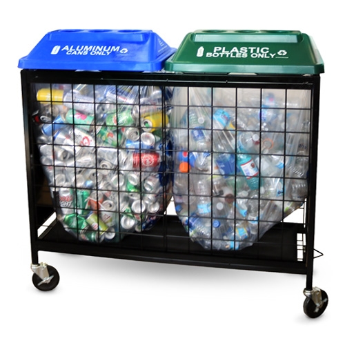 ClearStream TrashMax, folding X frame recycler wire trash containers, event trash  bag frames, Collapsable bag holder bins